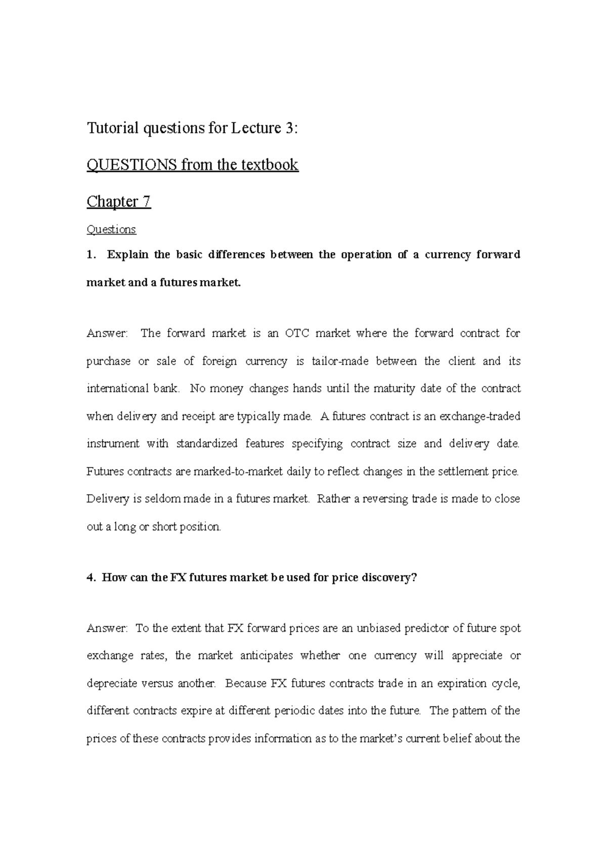 Workshop 3 Questions and Answers - Tutorial questions for Lecture 3 ...