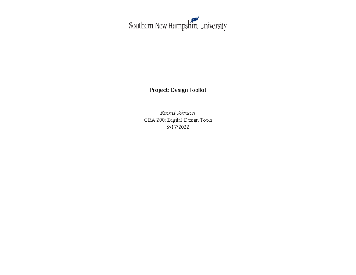 Design toolkit update - This is a completed assignment for SNHU ...