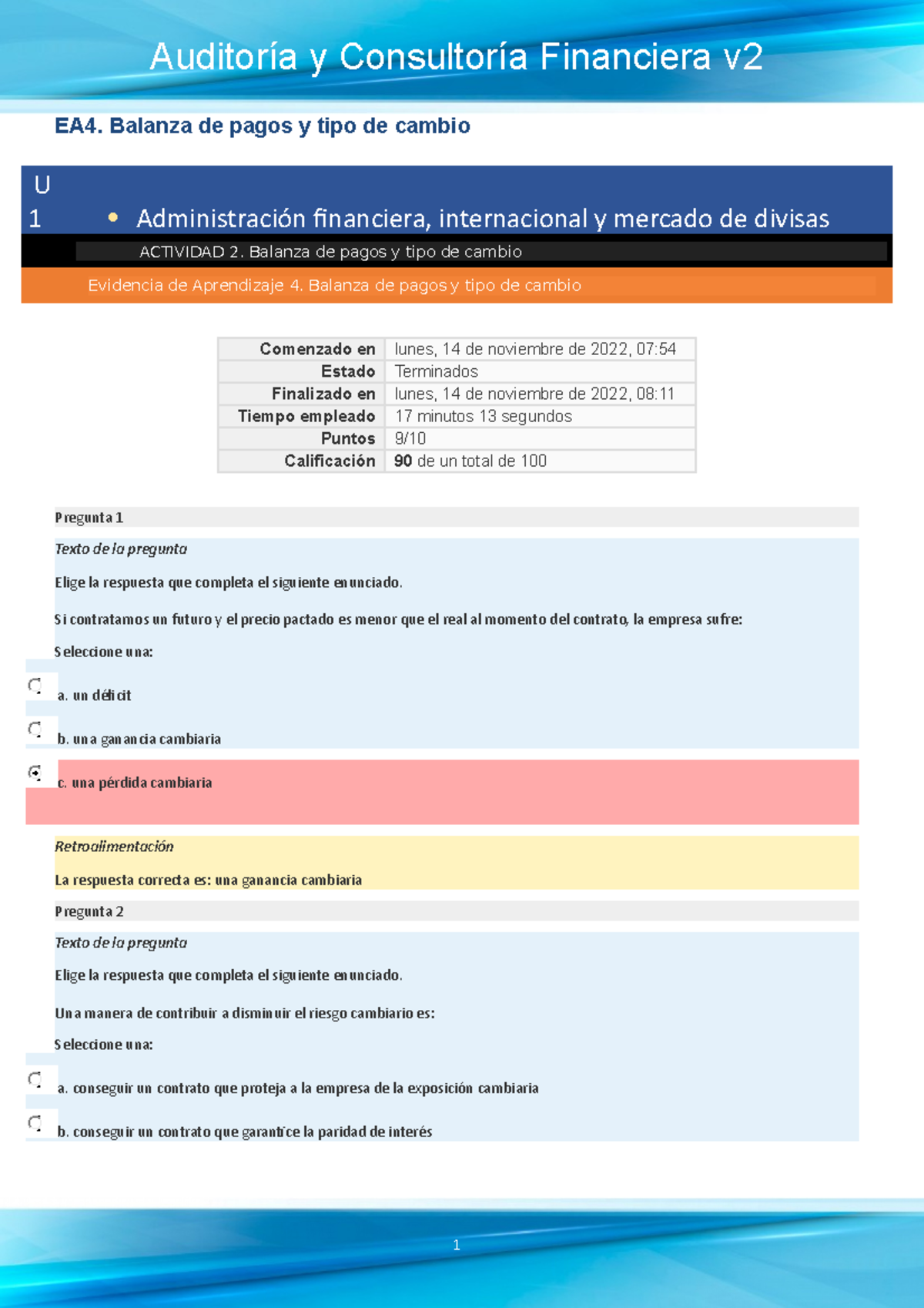 EA4. Balanza De Pagos Y Tipo De Cambio (Cuestionario) - EA4. Balanza De ...