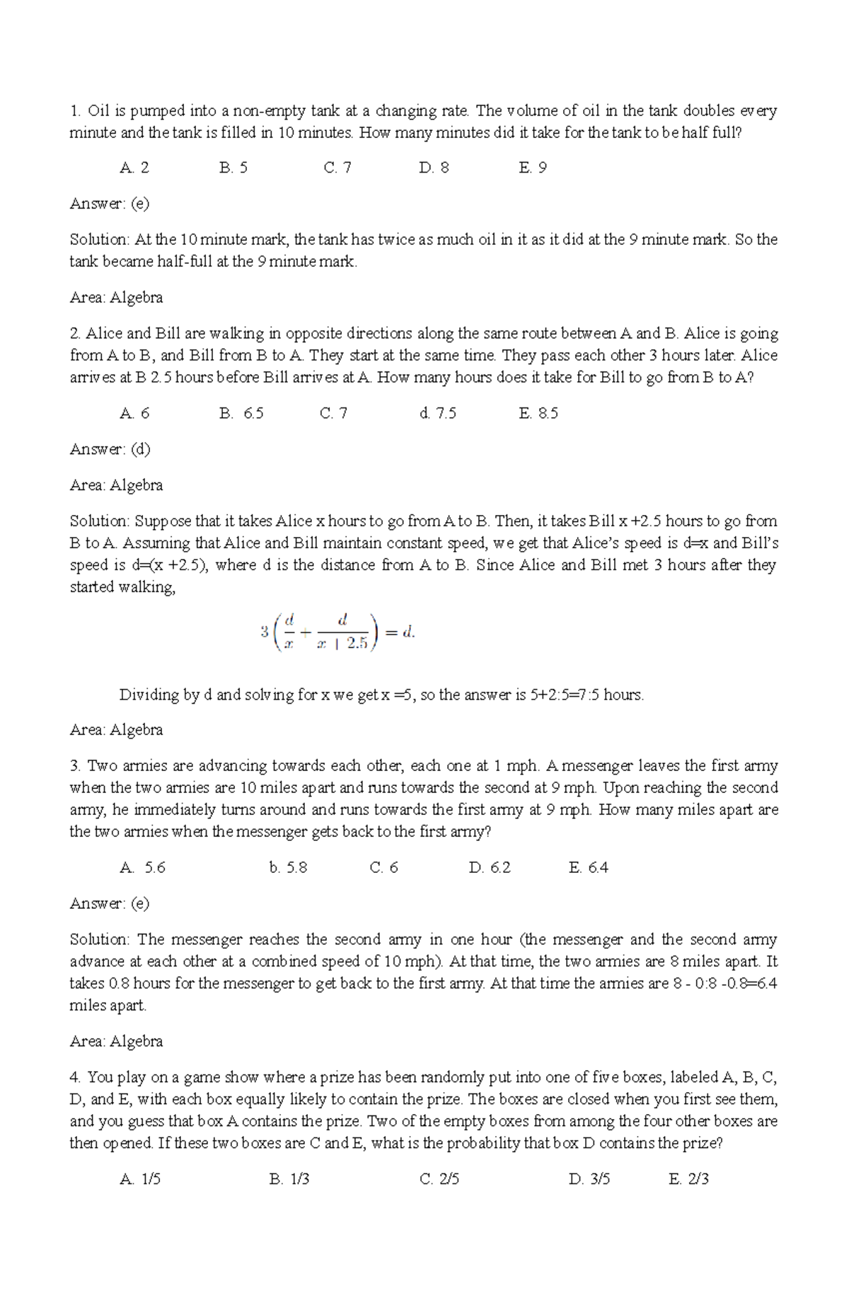 Civil Service math 50Qn AExplanation - Oil is pumped into a non-empty ...