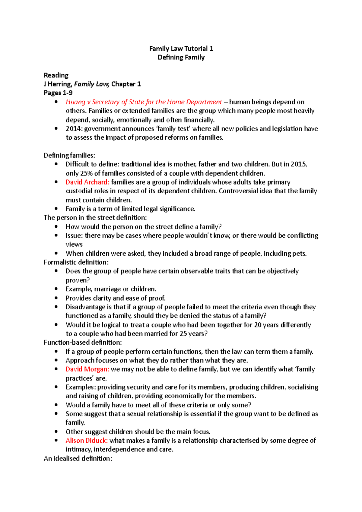 SG1 Defining Family Family Law Tutorial 1 Defining Family Reading J