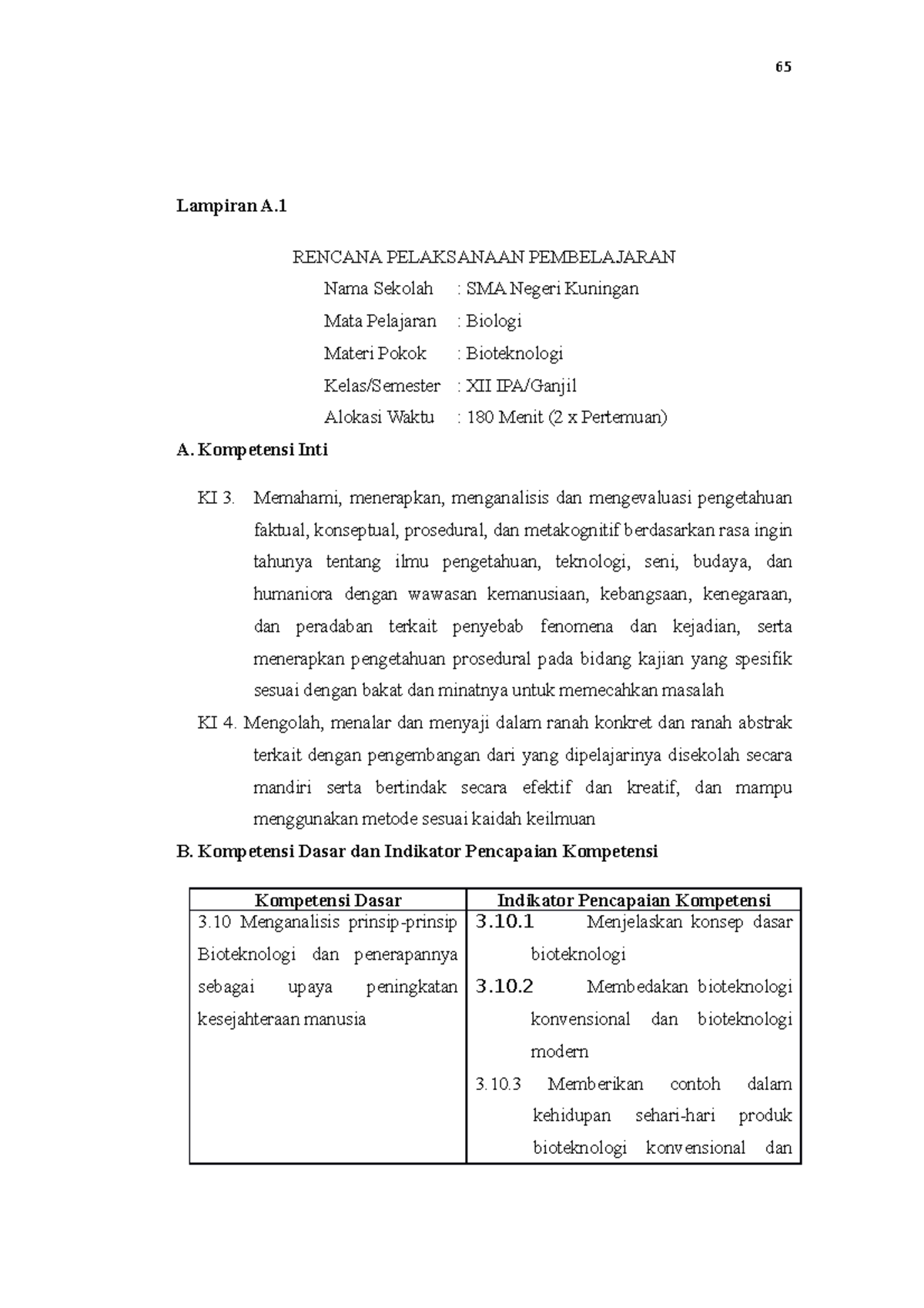 RPP Pj BL Kurikulum 2013 Revisi Materi Bi - Lampiran A. RENCANA ...