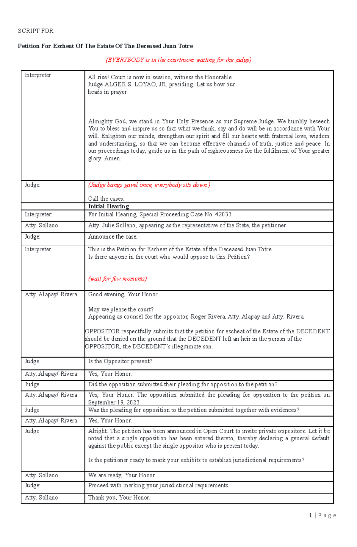 Scribd - Yeah - SCRIPT FOR: Petition For Escheat Of The Estate Of The ...