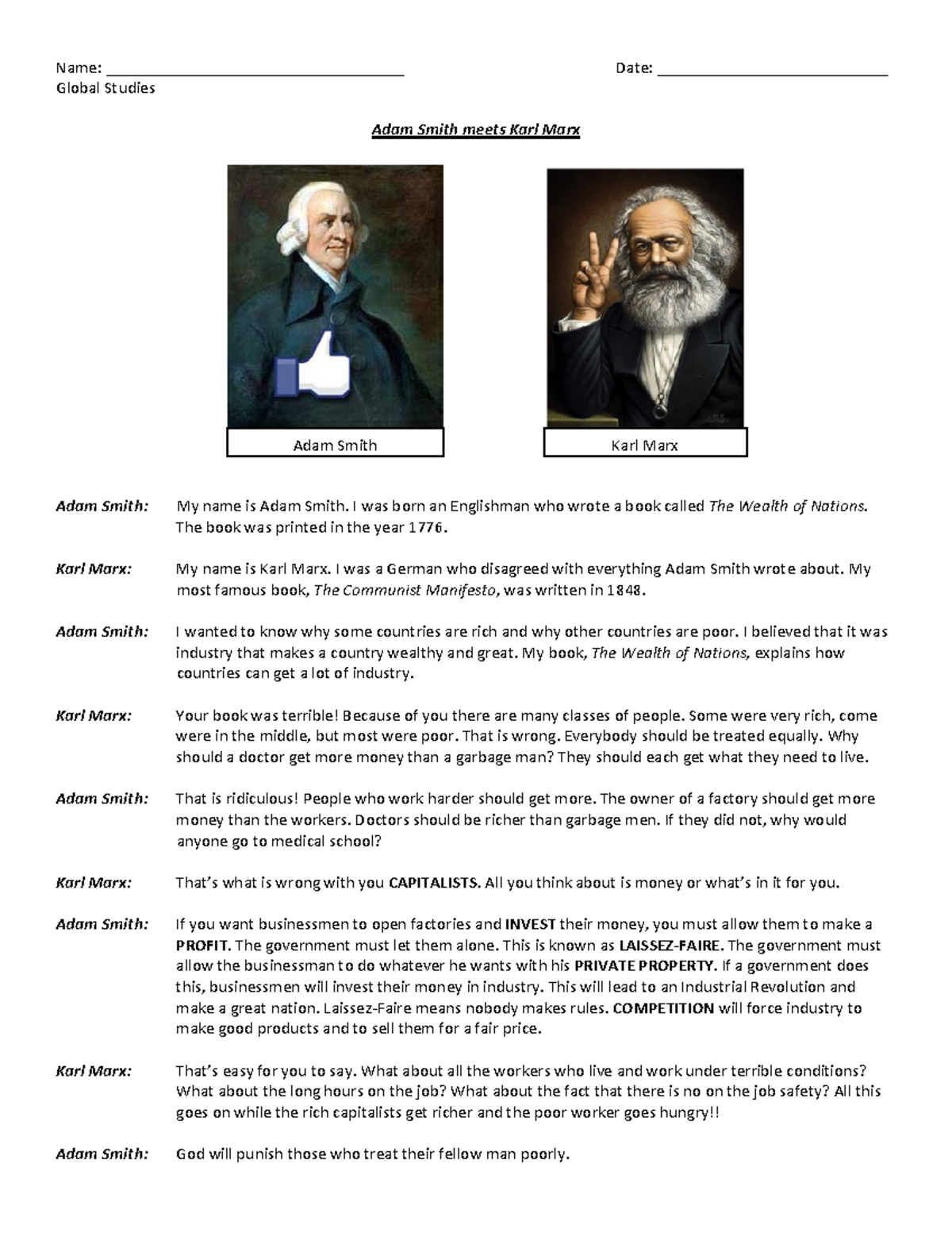 karl marx vs adam smith essay