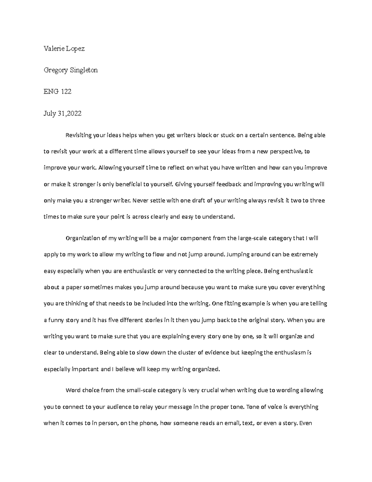 Module 6-2 Assignment - Valerie Lopez Gregory Singleton ENG 122 July 31 ...