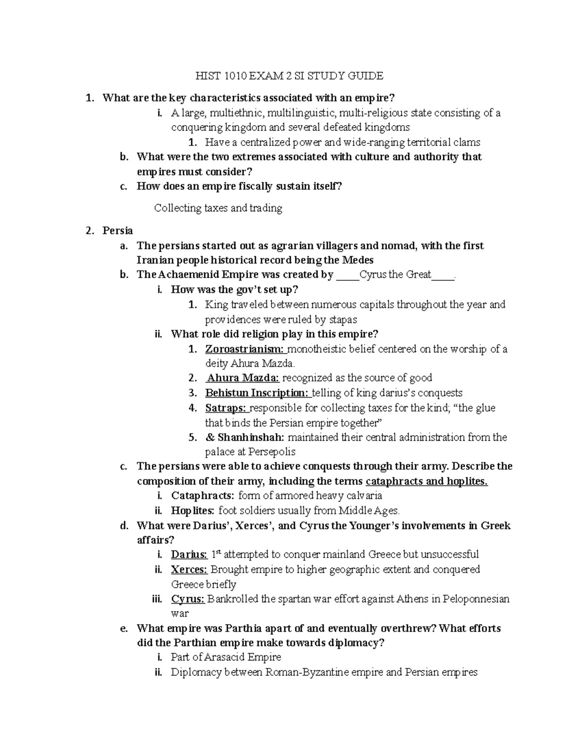 HIST 1010 Exam 2 Study Guide - HIST 1010 EXAM 2 SI STUDY GUIDE 1. What ...