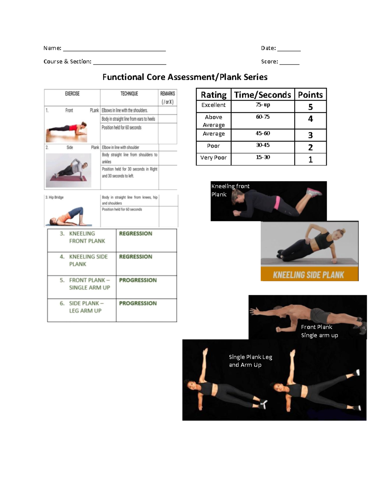 Plank-series - PE plank - Physical Education - Name ...