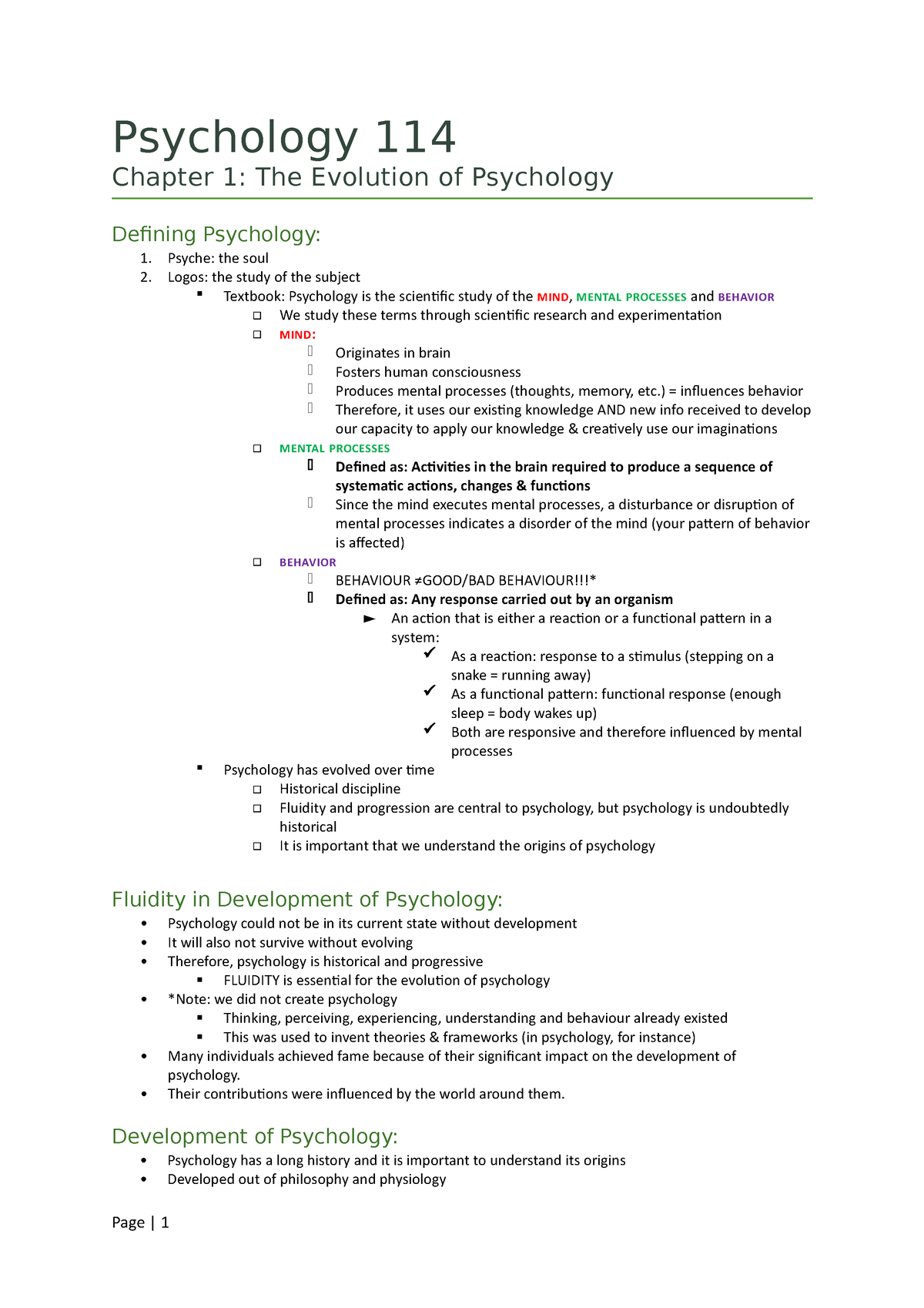 Psychology 114 - Chapter 1 - ) = Influences Behavior Therefore, It Uses ...