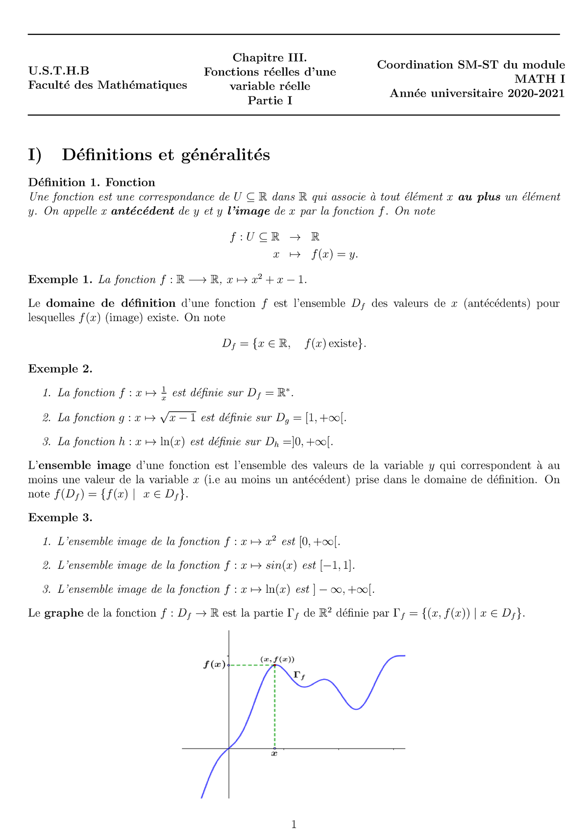 Chapitre 3 Partie 1 Fonctions Numeriques - U.S.T.H Facult ́e Des Math ...