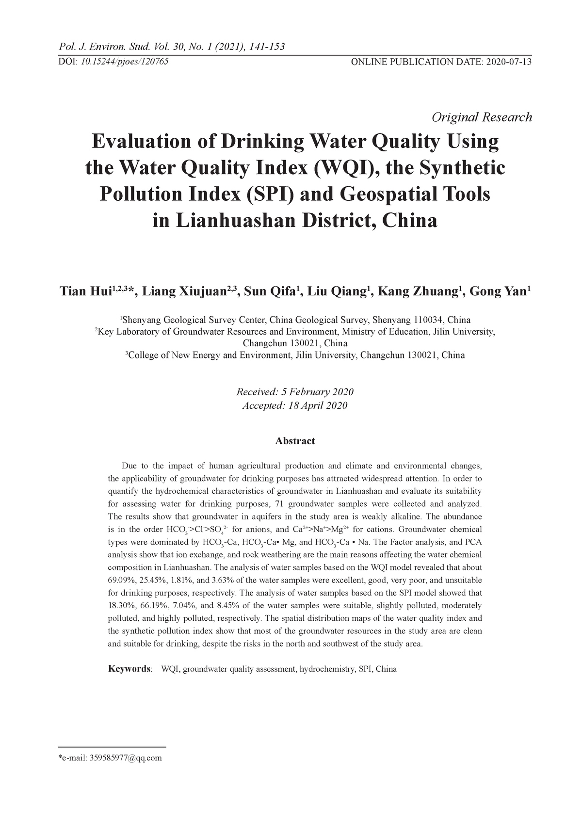 thesis on drinking water quality