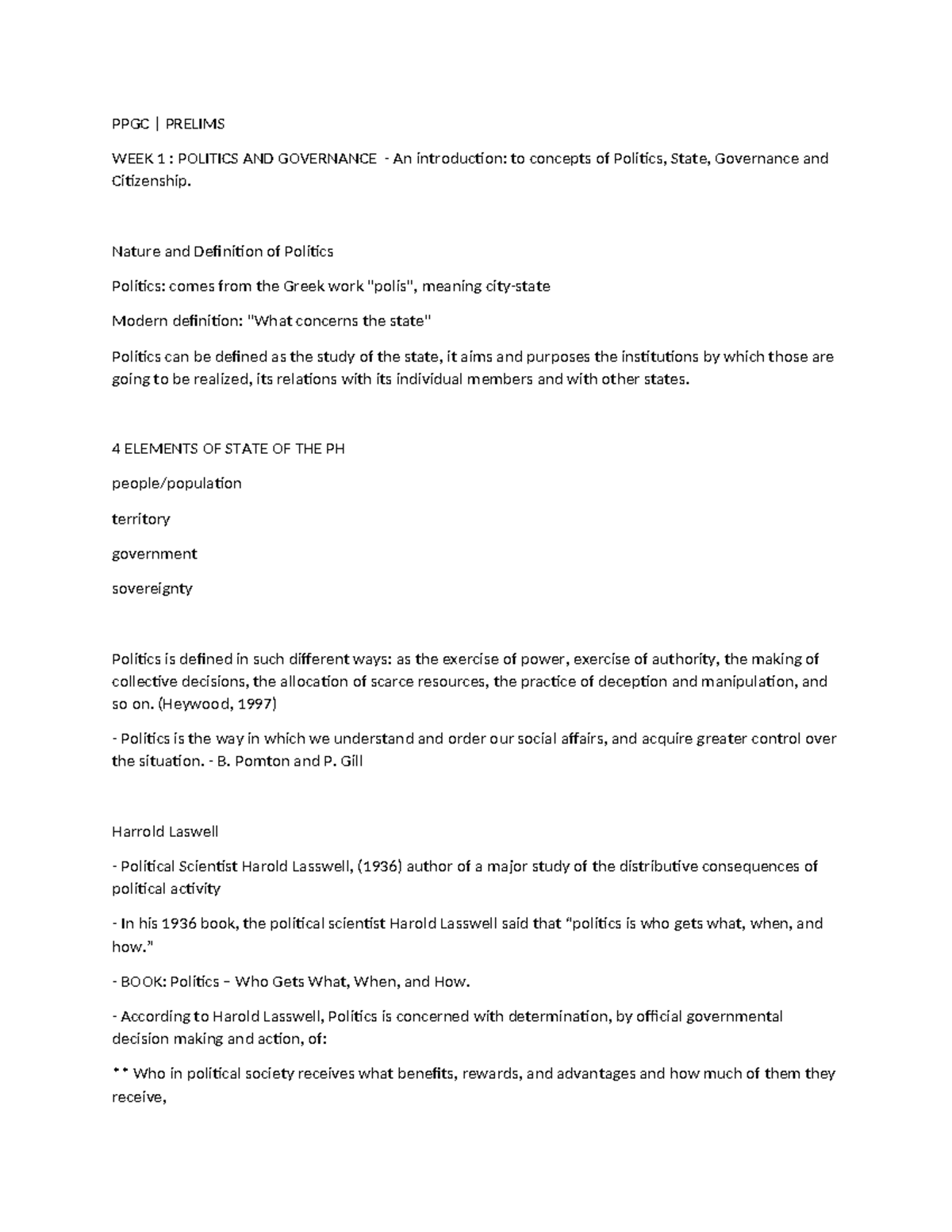 Politics Notes - PPGC - PPGC | PRELIMS WEEK 1 : POLITICS AND GOVERNANCE ...