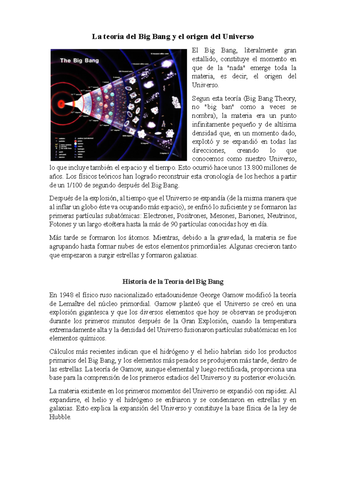 La teoría del Big Bang y el origen del Universo - Segun esta teoría ...