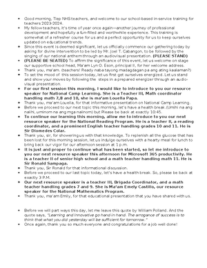 Graduation MC Script 2024 - *****General Announcement: Kevin: The Tiep ...