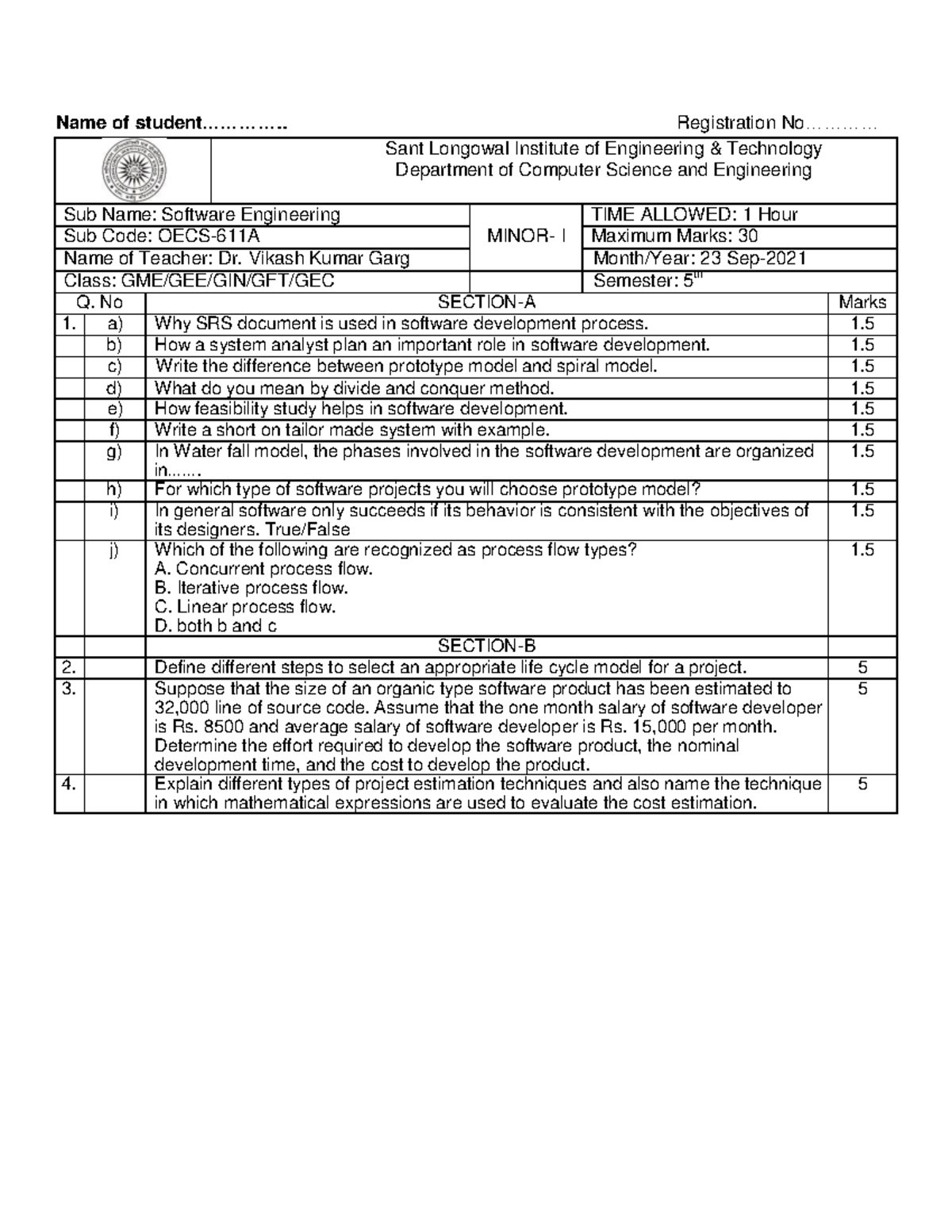 Minor 1 - WBJEDED DHDDHIOWHDNKWNDHWD - Name of student ...