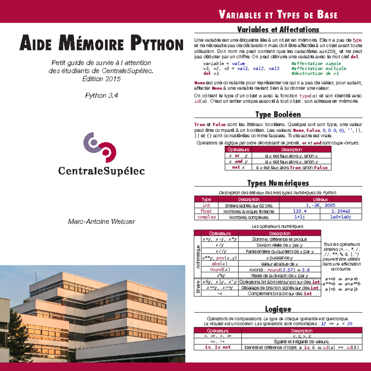 Memento python - oijoij - Variables et types de base Variables et ...