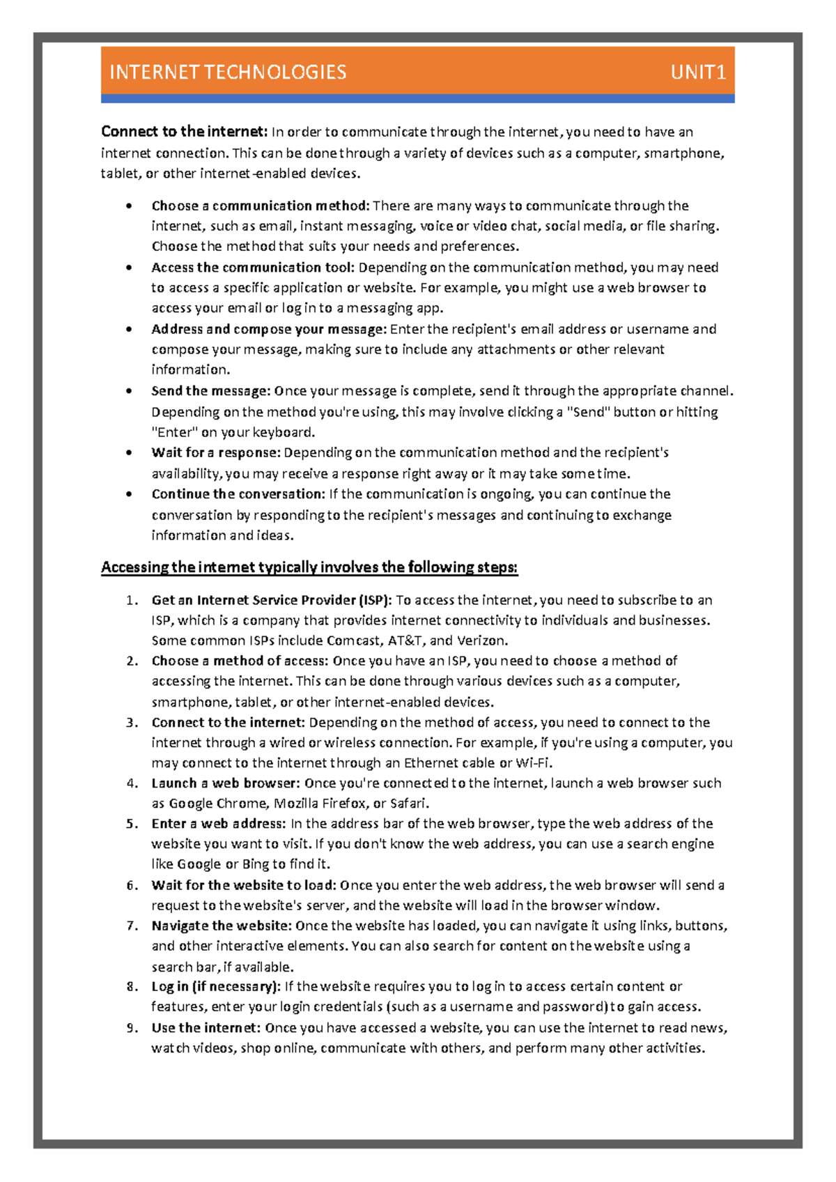 ITnotes - IT notes - Connect to the internet: In order to communicate ...