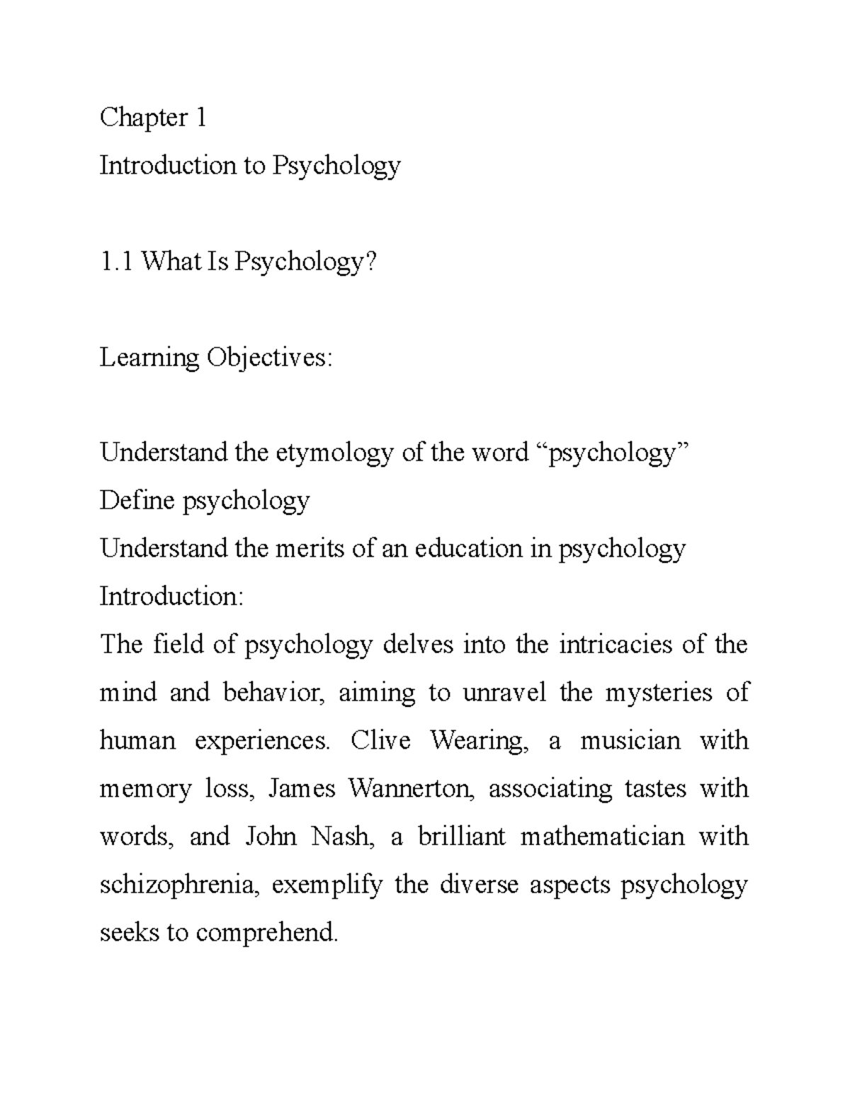 Psylogy- ref - data part - 7 - Chapter 1 Introduction to Psychology 1 ...