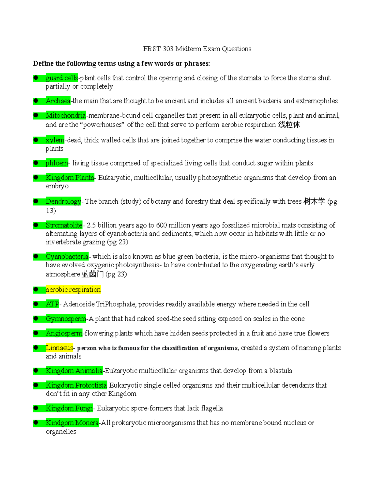 Midterm Question Set FRST 303 2022 - FRST 303 Midterm Exam Questions ...