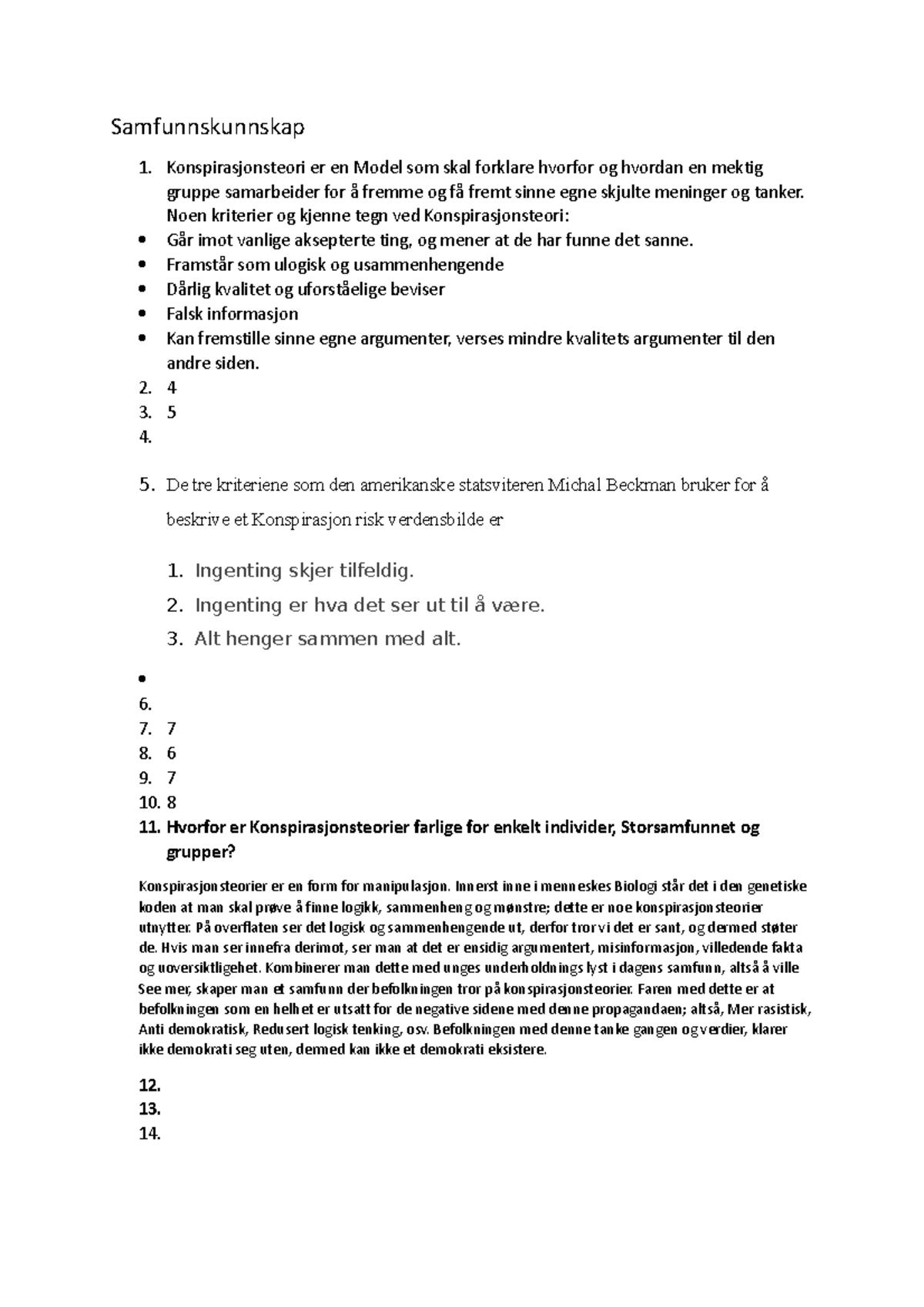 Samfunnskunnskap - Konspirasjonsteori Er En Model Som Skal Forklare ...