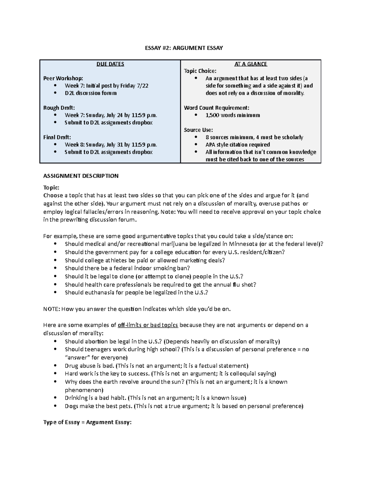 definition argument essay assignment gcu