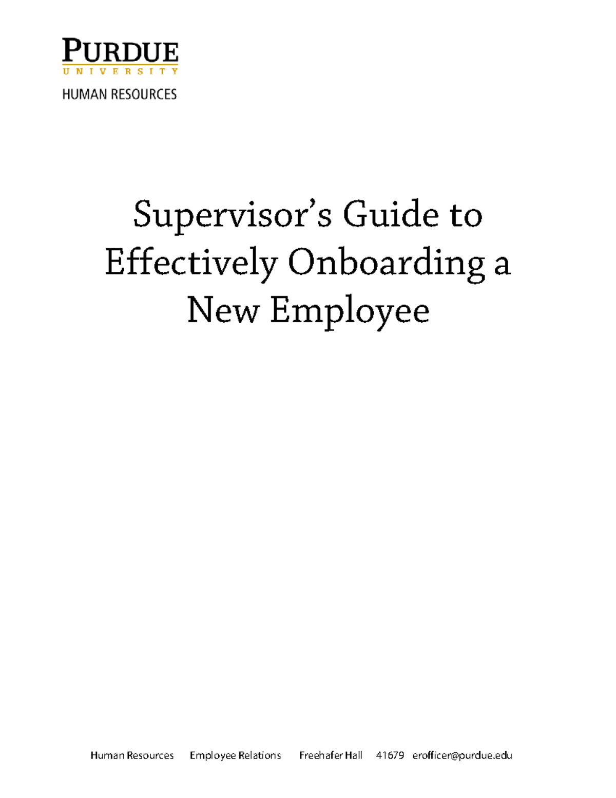 Supervisor Guide Onboarding - Human Resources Employee Relations ...