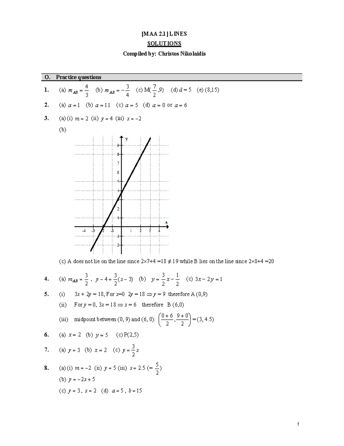 MAA 2 - ANSWERS AND NOTES TO REVIEW WITH - [MAA 2] LINES SOLUTIONS ...