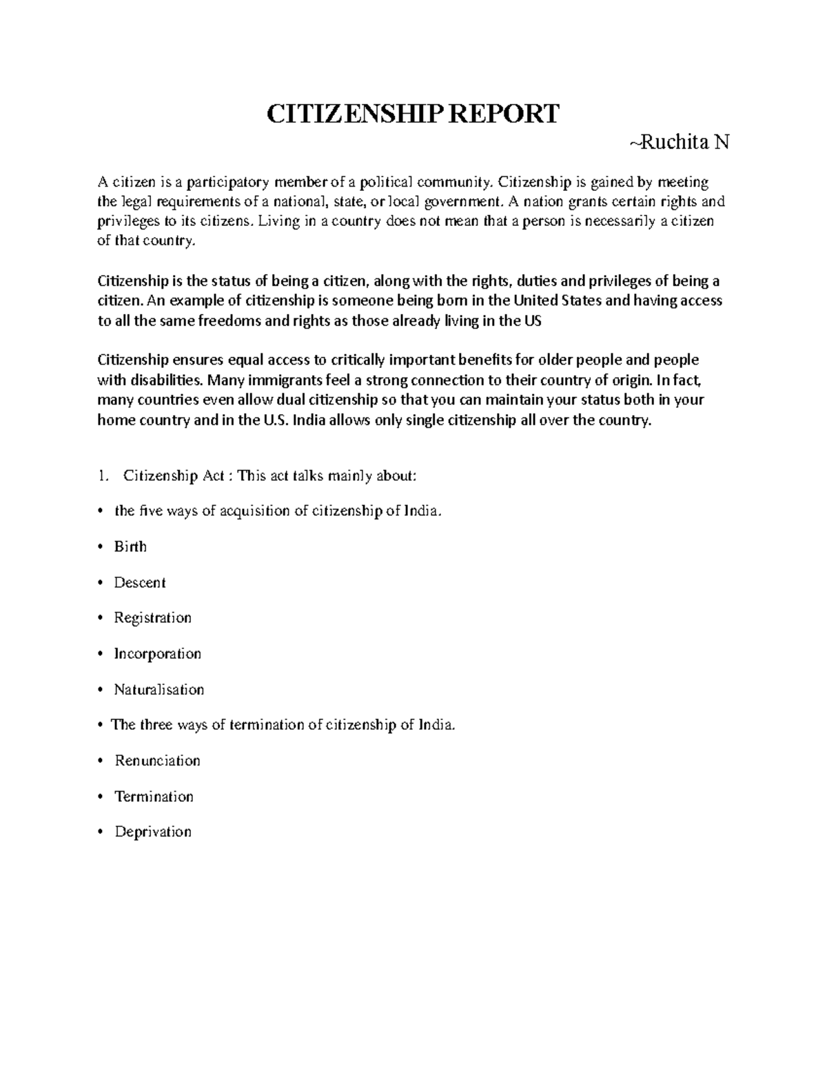 Citizenship Report - wad klqwldm - CITIZENSHIP REPORT ~Ruchita N A ...