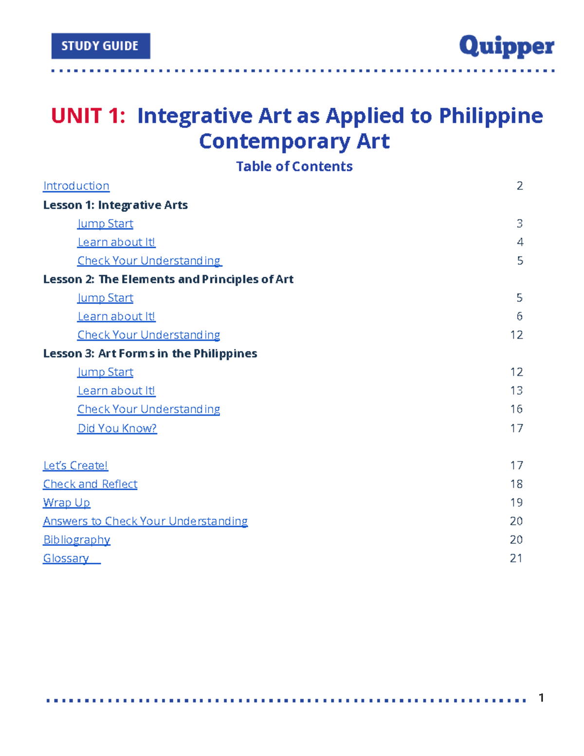 Unit 1 Integrative Art as Applied to Philippine Contemporary Art - UNIT ...