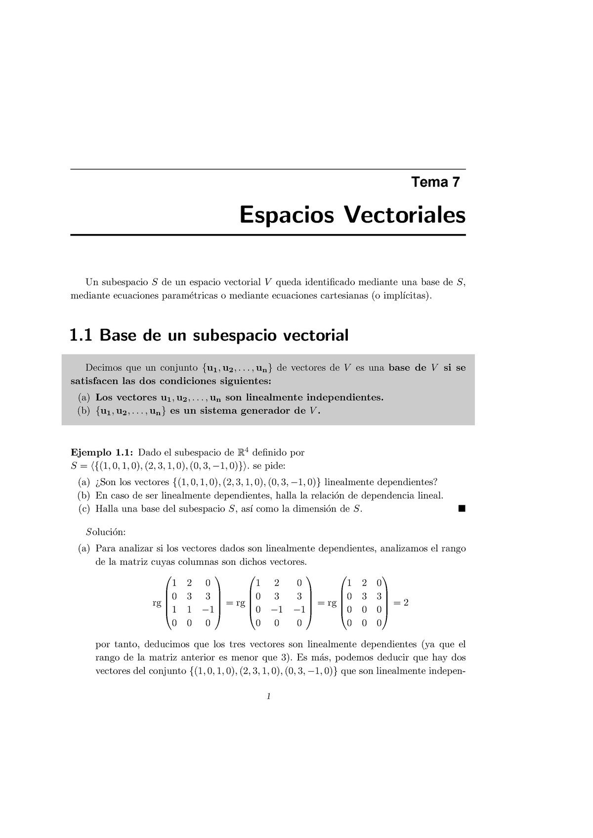 Tema 7. Ejercicios Resueltos - Tema 7 Espacios Vectoriales Un ...