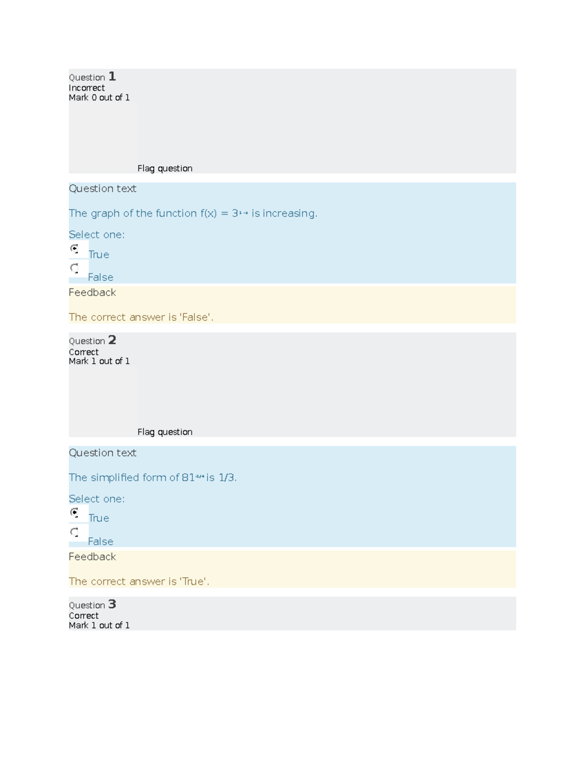 Third QRT - MATH - kkkkkkkkkkkkkkkkkkkk - Question Incorrect 1 Mark 0 ...