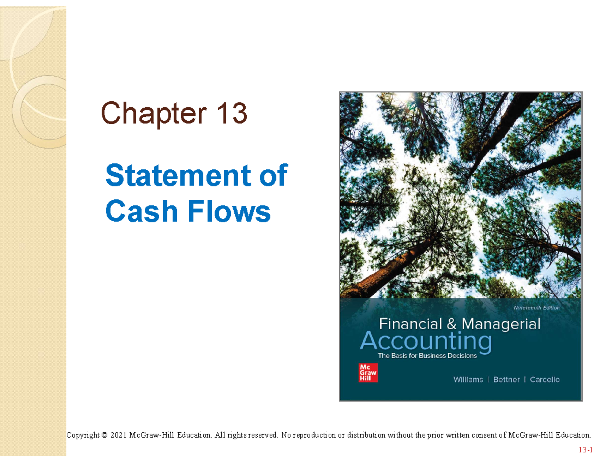 Acct 102 - ch 13 Statement of Cash Flows - Copyright © 2021 McGraw-Hill ...