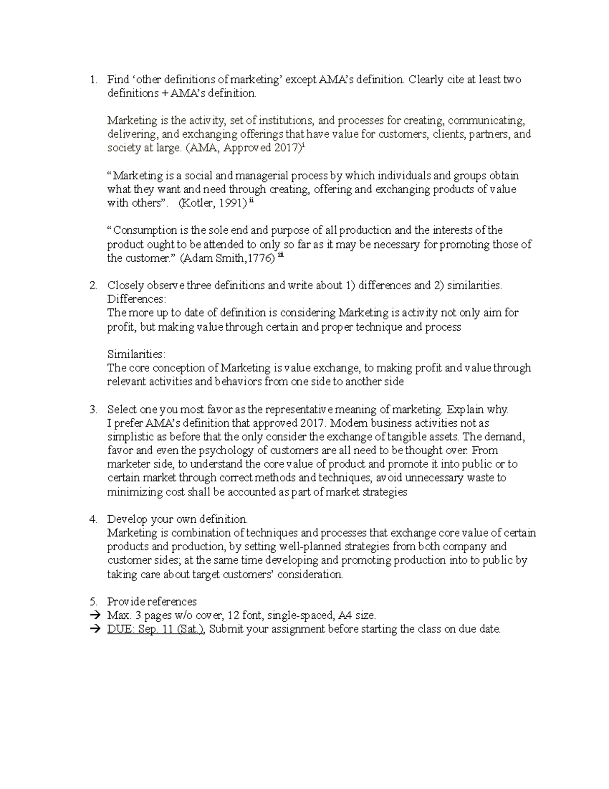 AMM Discussion 2 Sep4 - Find ‘other definitions of marketing’ except ...
