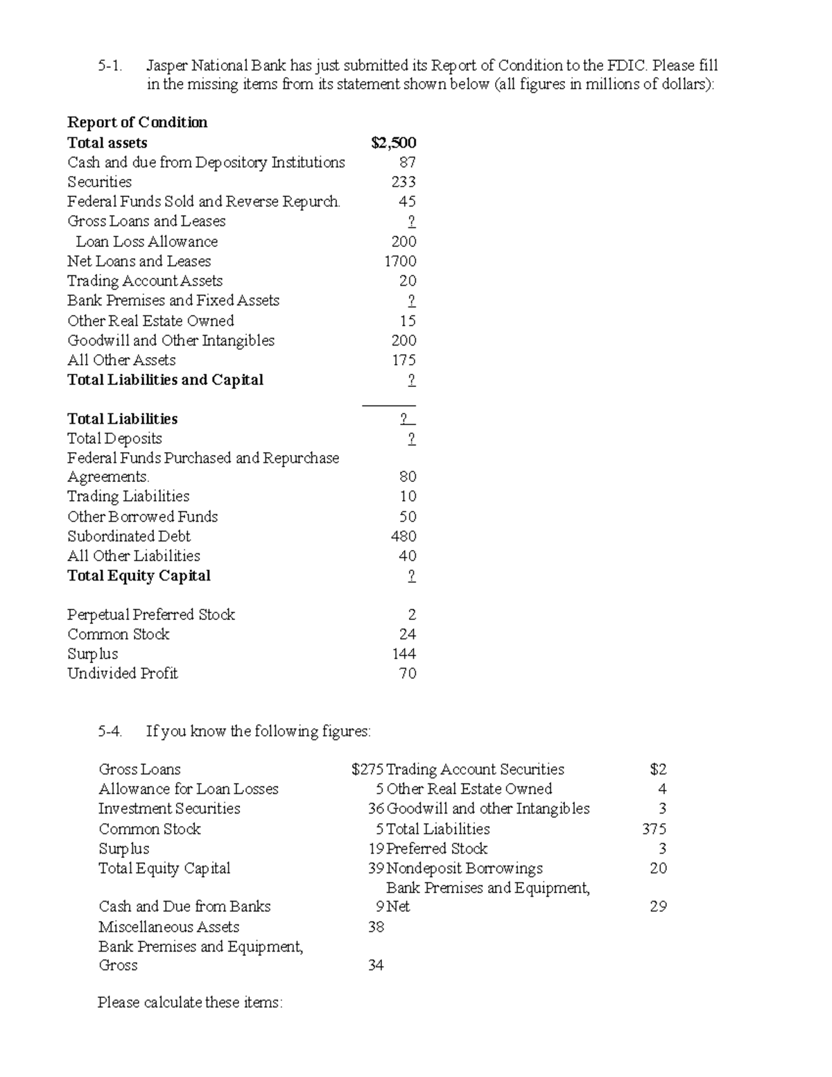 Chapter 2 commercial bank 51. Jasper National Bank has just