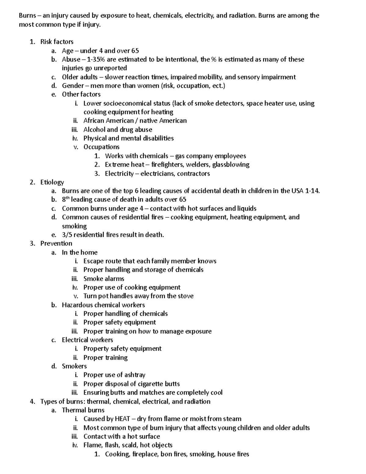 Burns - notes - Burns – an injury caused by exposure to heat, chemicals ...