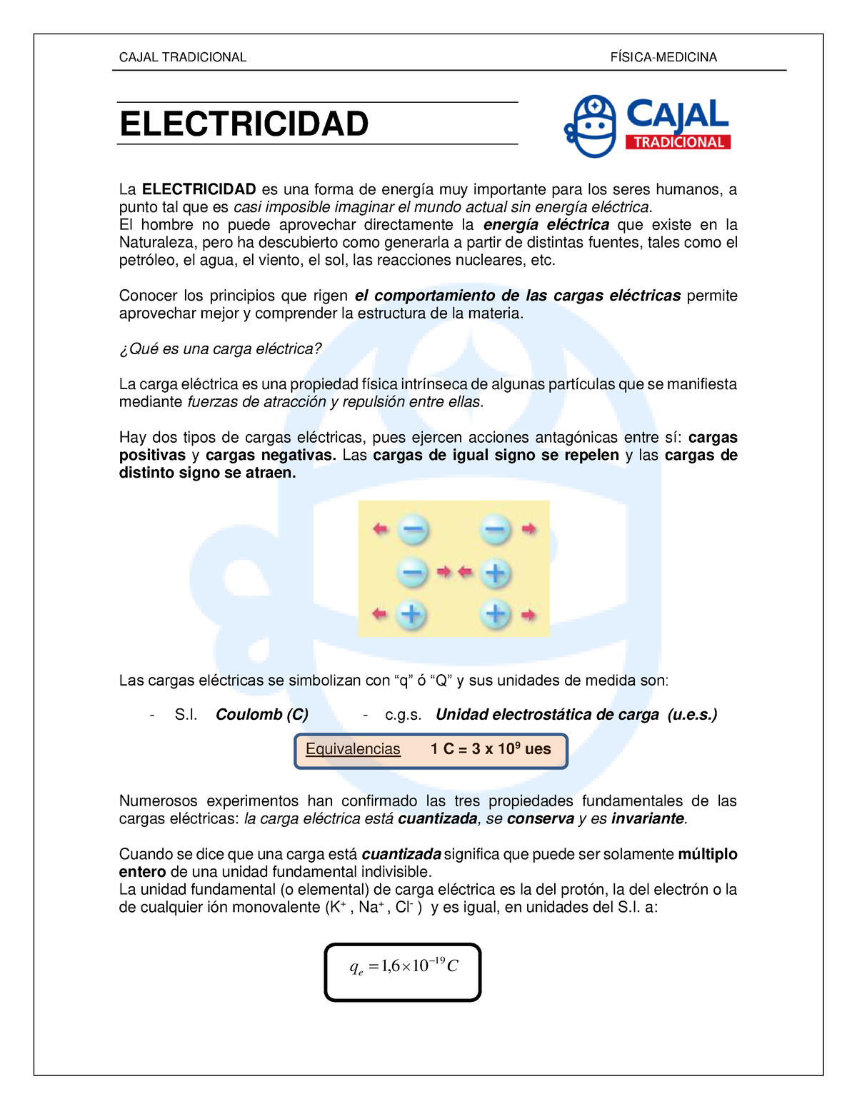 1- Electrostática (teórico) - ELECTRICIDAD La ELECTRICIDAD Es Una Forma ...