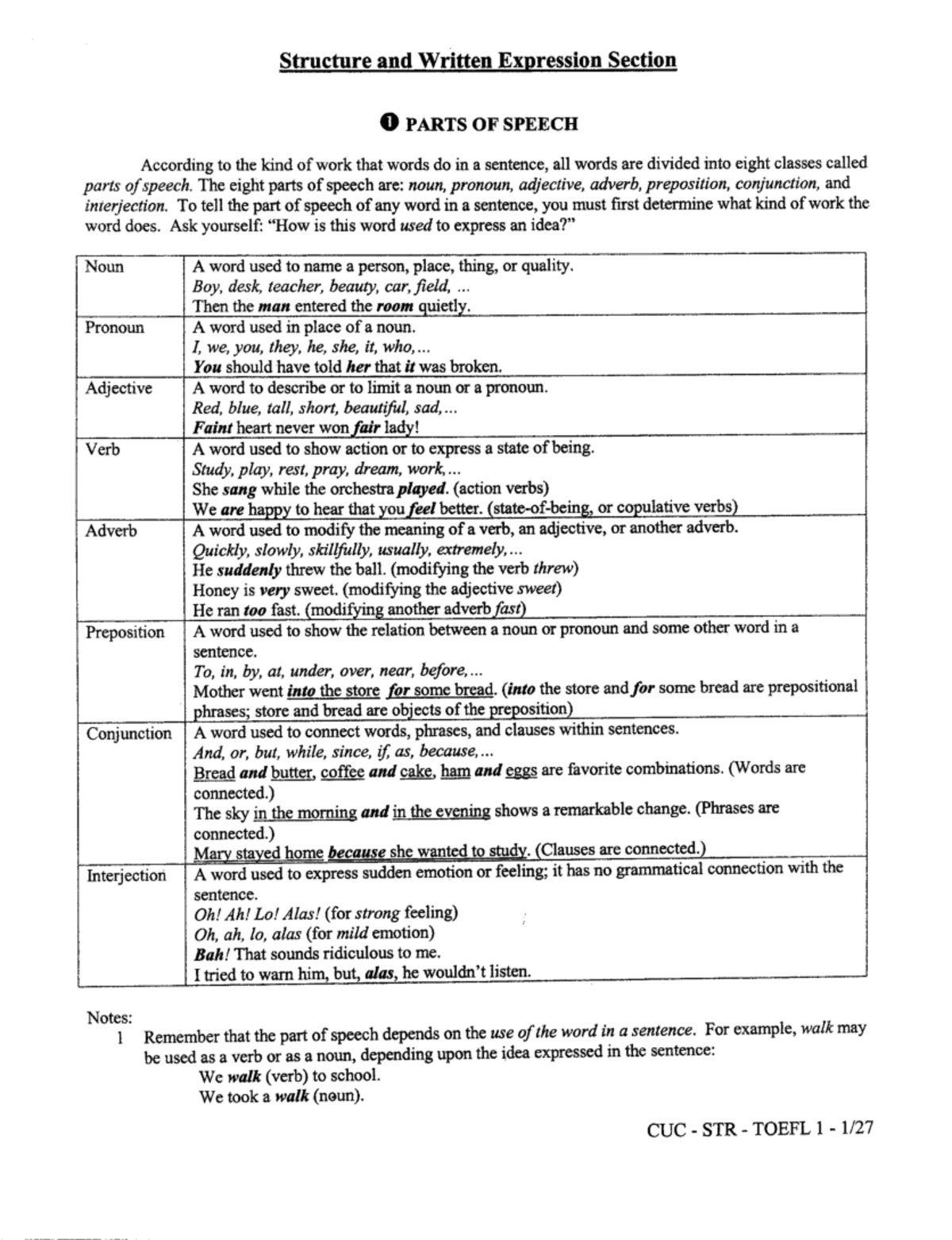 Toefl 1 Structure INGLES Inglés II Studocu