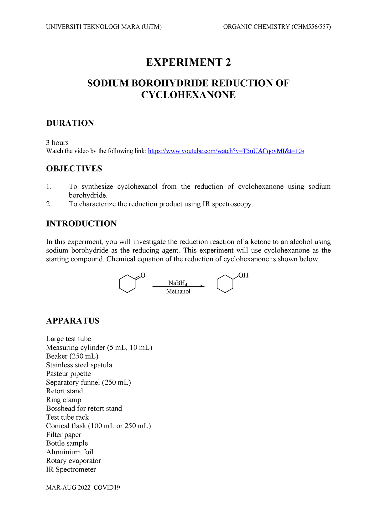 sodium borohydride experiment