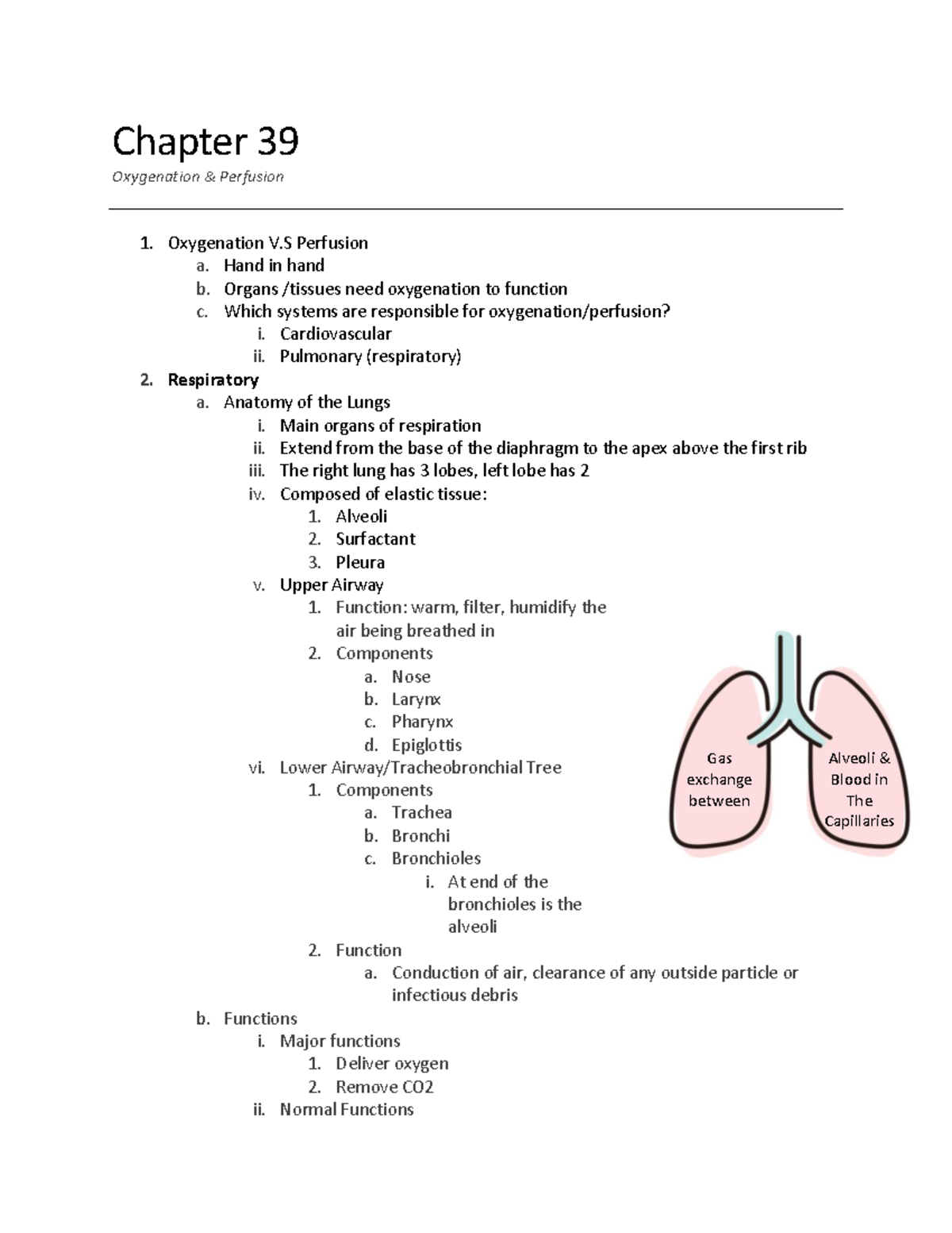 Oxygen Perfusion - Study Guide For AP2 - Chapter 39 Oxygenation ...