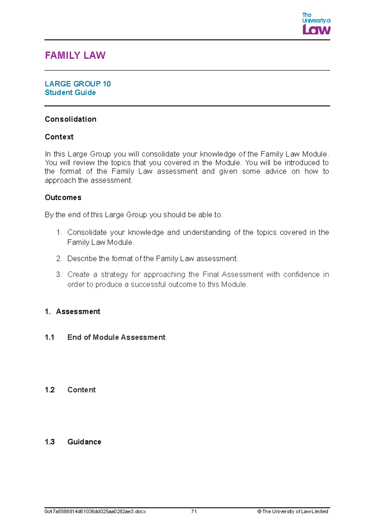 2223 fam lg10 ce01 student guide - FAMILY LAW LARGE GROUP 10 Student ...