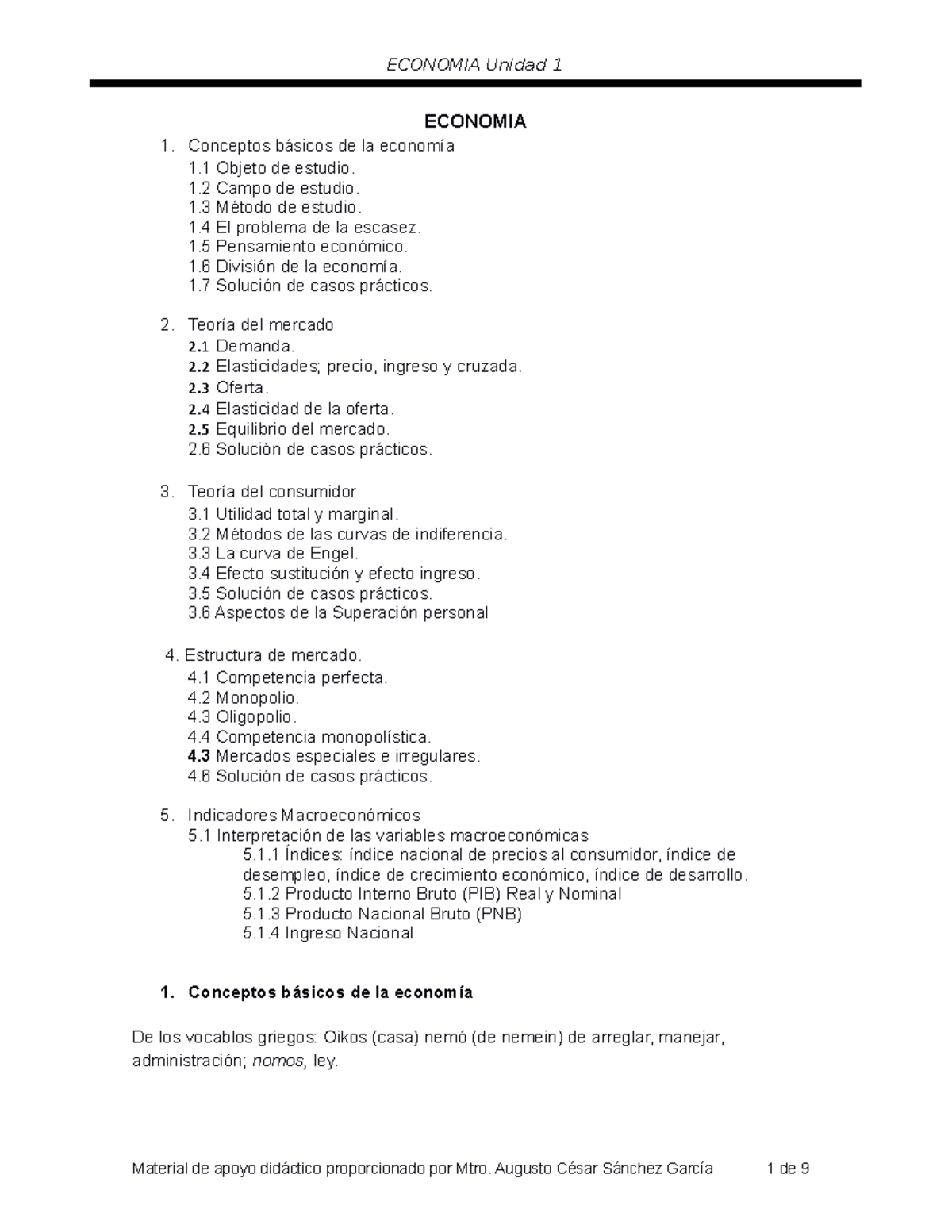 TEMA 1 Conceptos Básicos DE LA Economía - ECONOMIA 1. Conceptos Básicos ...