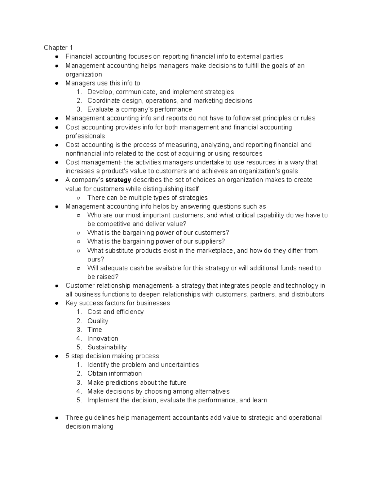 Management and Cost Accounting Book Notes - Chapter 1 Financial ...