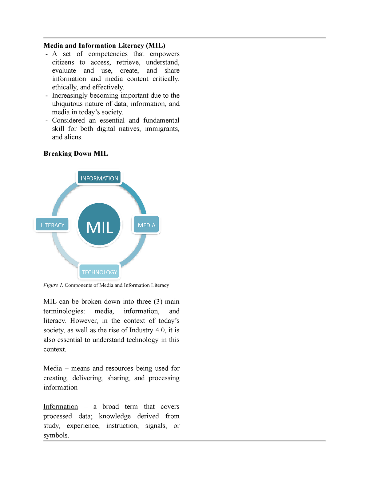 essay about media and information literacy 300 words