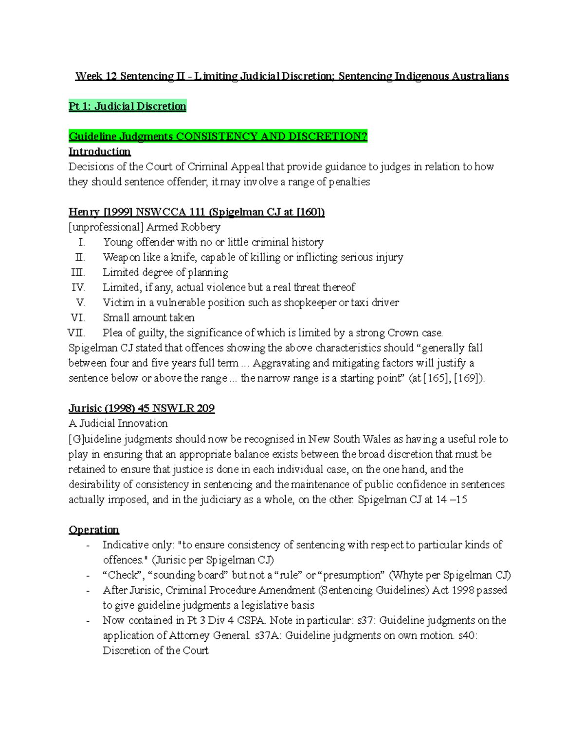 Week 12 Sentencing II Notes Week 12 Sentencing II Limiting