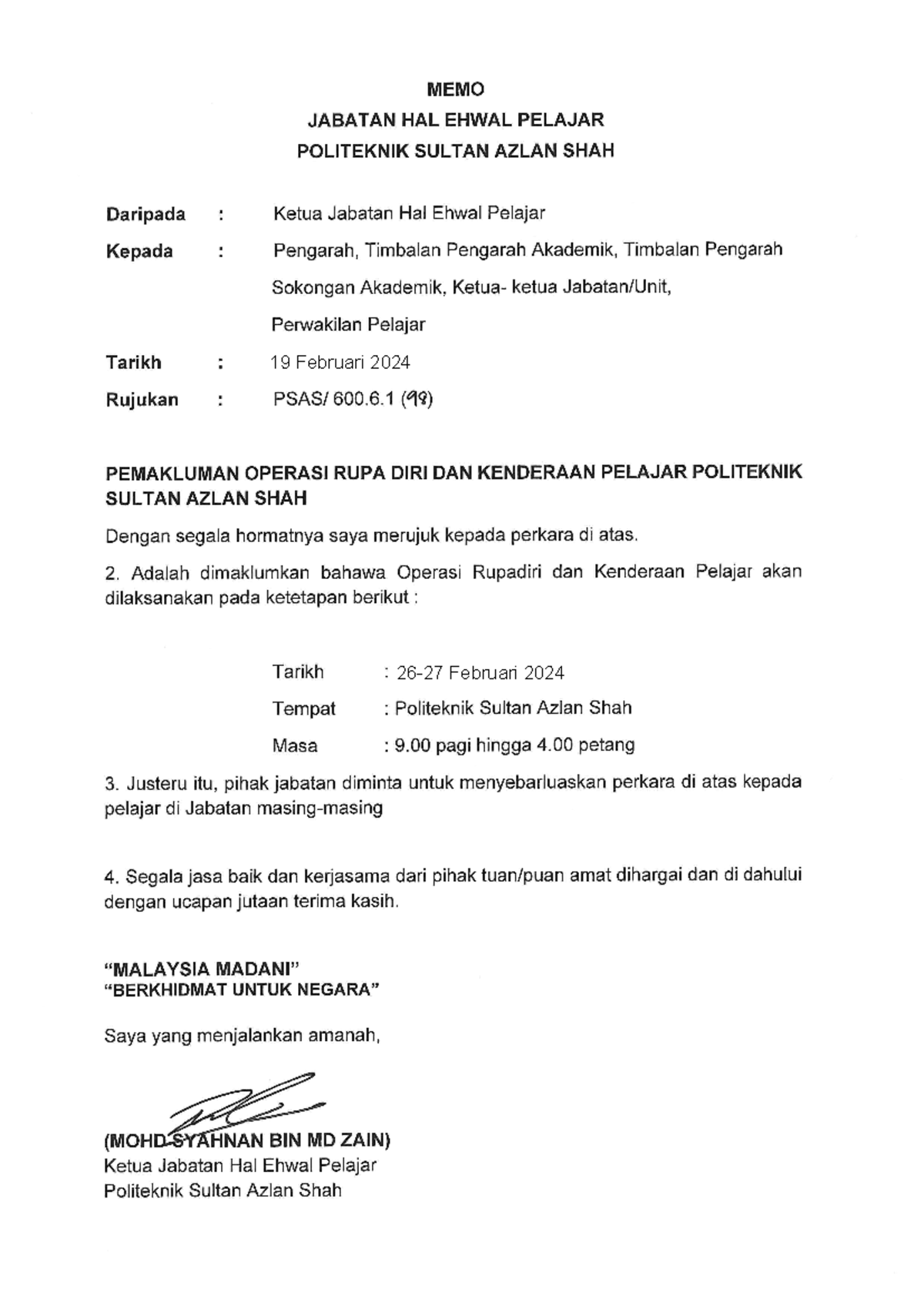 MEMO Operasi 1 - Software Engineering - 26-27 Februari 2024 Februari 19 ...