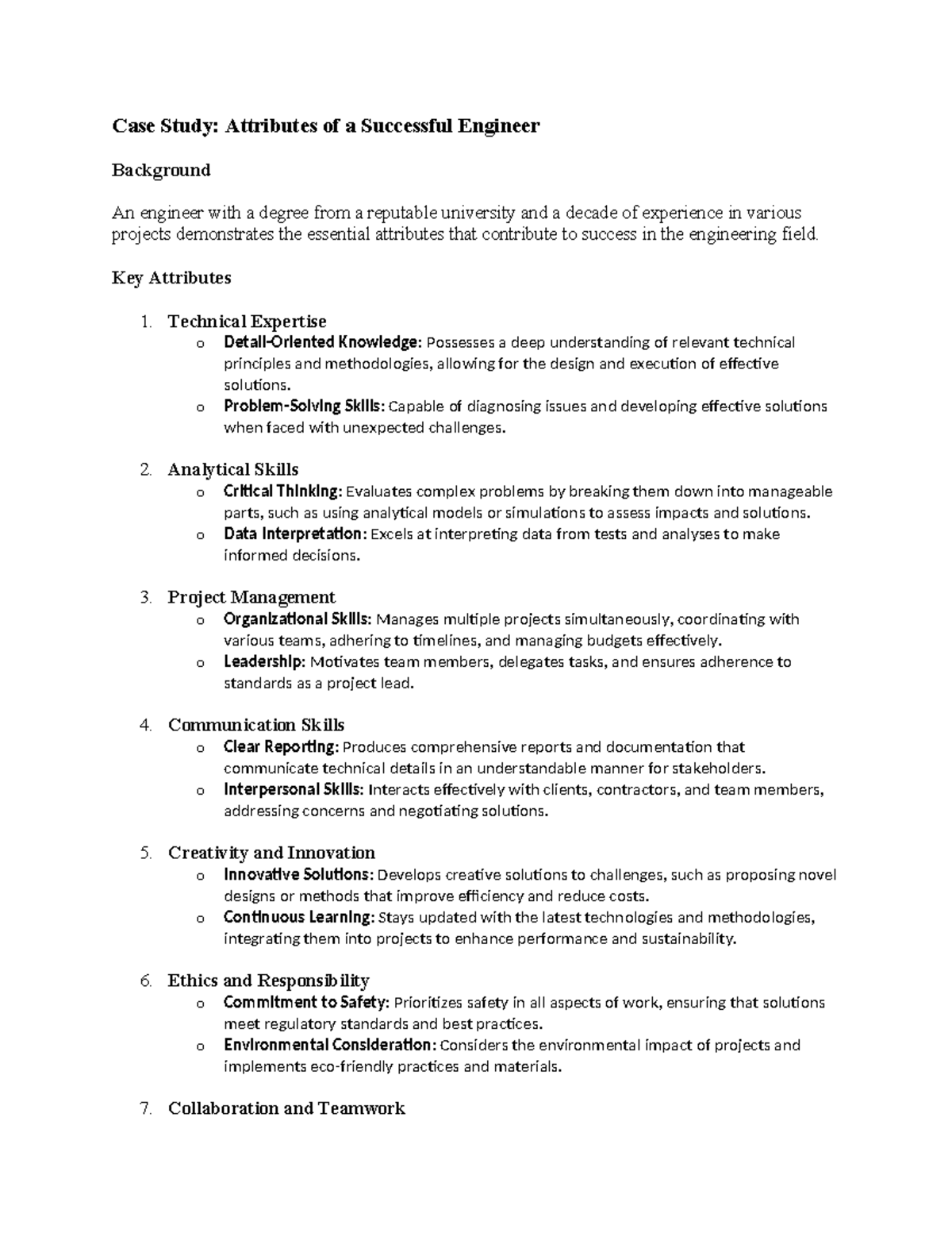 Th - GOOD - Case Study: Attributes of a Successful Engineer Background ...