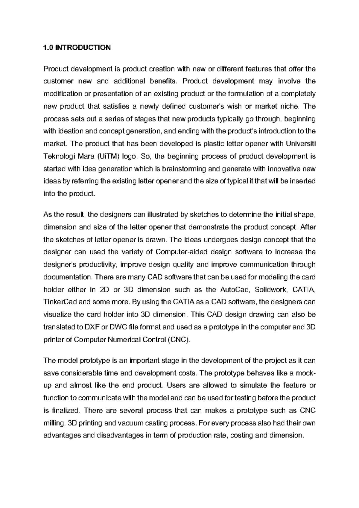 Final Report MEM564 EMD5M8A G2 - 1 INTRODUCTION Product development is ...