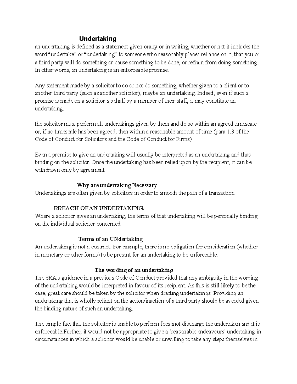 Professional conduct/ solicitor undertakings and money laundering