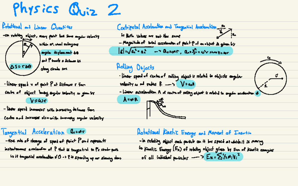 Quiz #2 - Rotation - Physics Quiz 2 Rotational and Linear Quantities ...