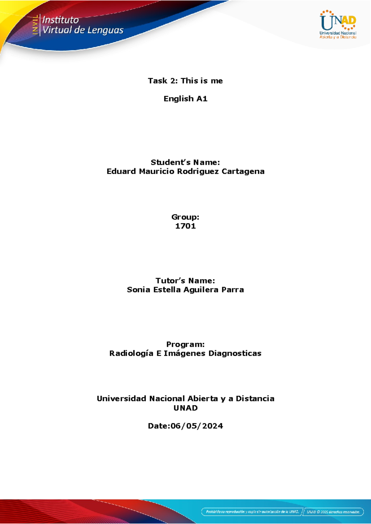 primera entrega de actividad Ingles - Task 2: This is me English A ...