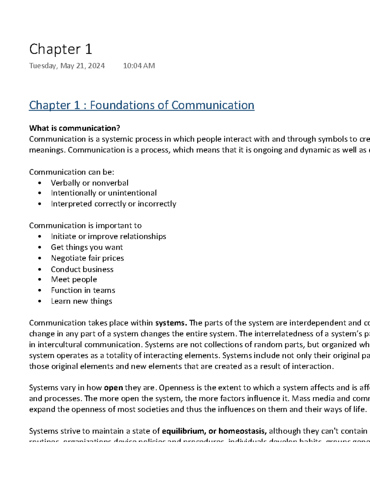 CMST Chapter 1 - Chapter 1 : Foundations of Communication What is ...